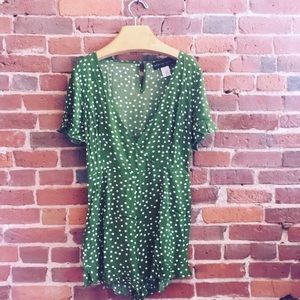 Green Polka Dotted romper